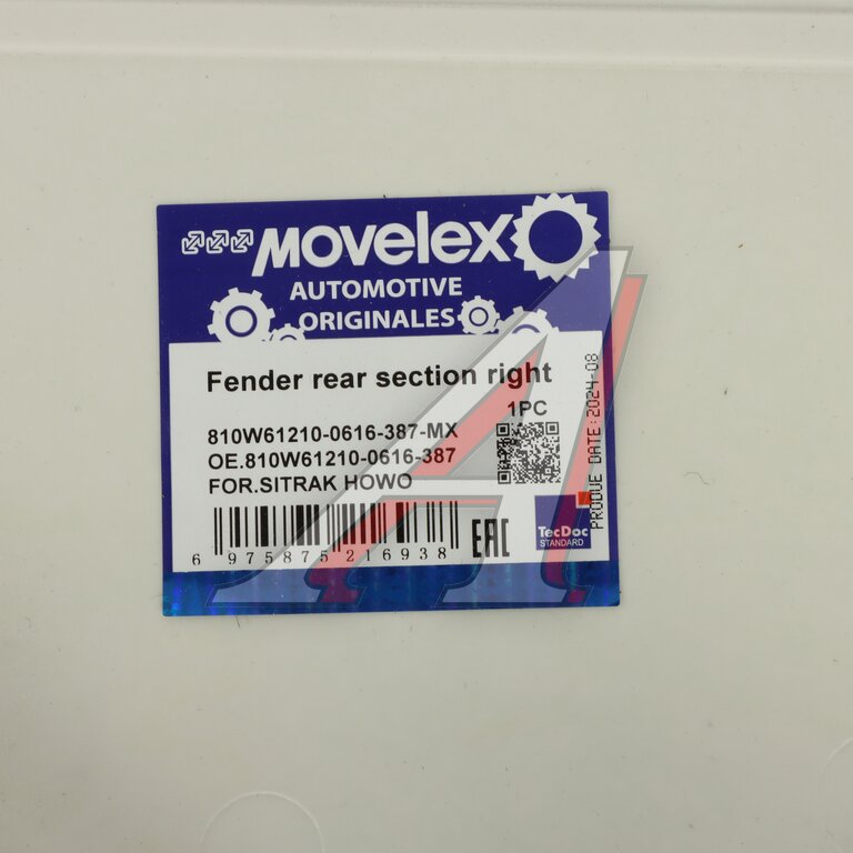 Upper right rear wing (for painting) SITRAK HOWO T5G MOVELEX